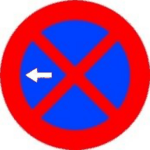 R-307c Parada y estacionamiento prohibido hacia el lado de la señal indicado por la flecha