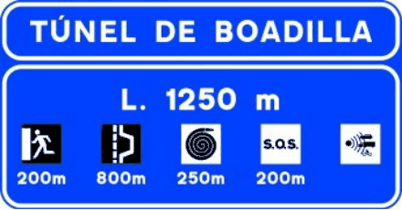 S-531 Localización de un túnel en autopista o autovía con información sobre sus instalaciones de seguridad
