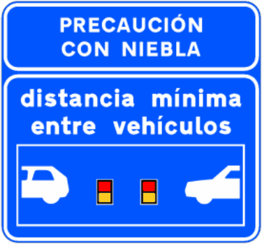 S-992e Señal informativa de la distancia mínima entre vehículos indicada mediante balizas luminosas